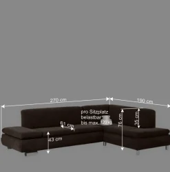 Velours Polsterecke in Braun - Delnoto