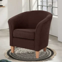 Velours Polstersessel halbrund in Braun - Cazar