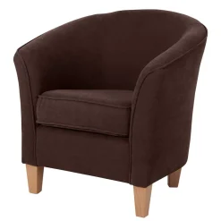 Velours Polstersessel halbrund in Braun - Cazar