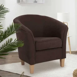 Velours Polstersessel halbrund in Braun - Cazar