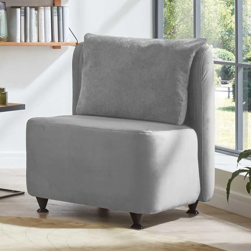 Velours Polstersessel in Silber Grau - Kolage