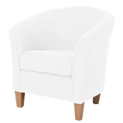 Velours Polsterssel in Creme und Buche - Potova