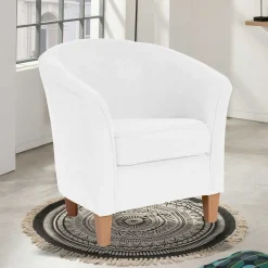 Velours Polsterssel in Creme und Buche - Potova