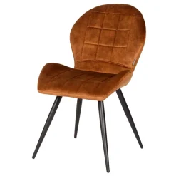 Velours Polsterstuhl in Ocker - Rafu (2er Set)