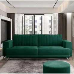 Velours Schlafcouch in Dunkelgrün - Venturian