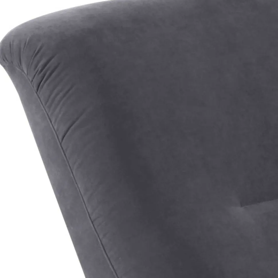 Velours Sessel in Anthrazit und Nussbaum - Izmael