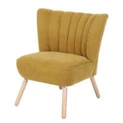 Velours Sessel in Maisgelb und Buche - Barack