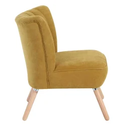 Velours Sessel in Maisgelb und Buche - Barack