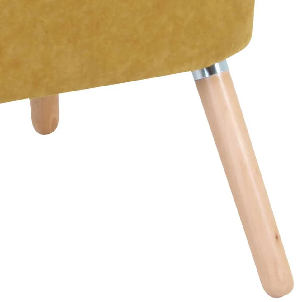 Velours Sessel in Maisgelb und Buche - Barack