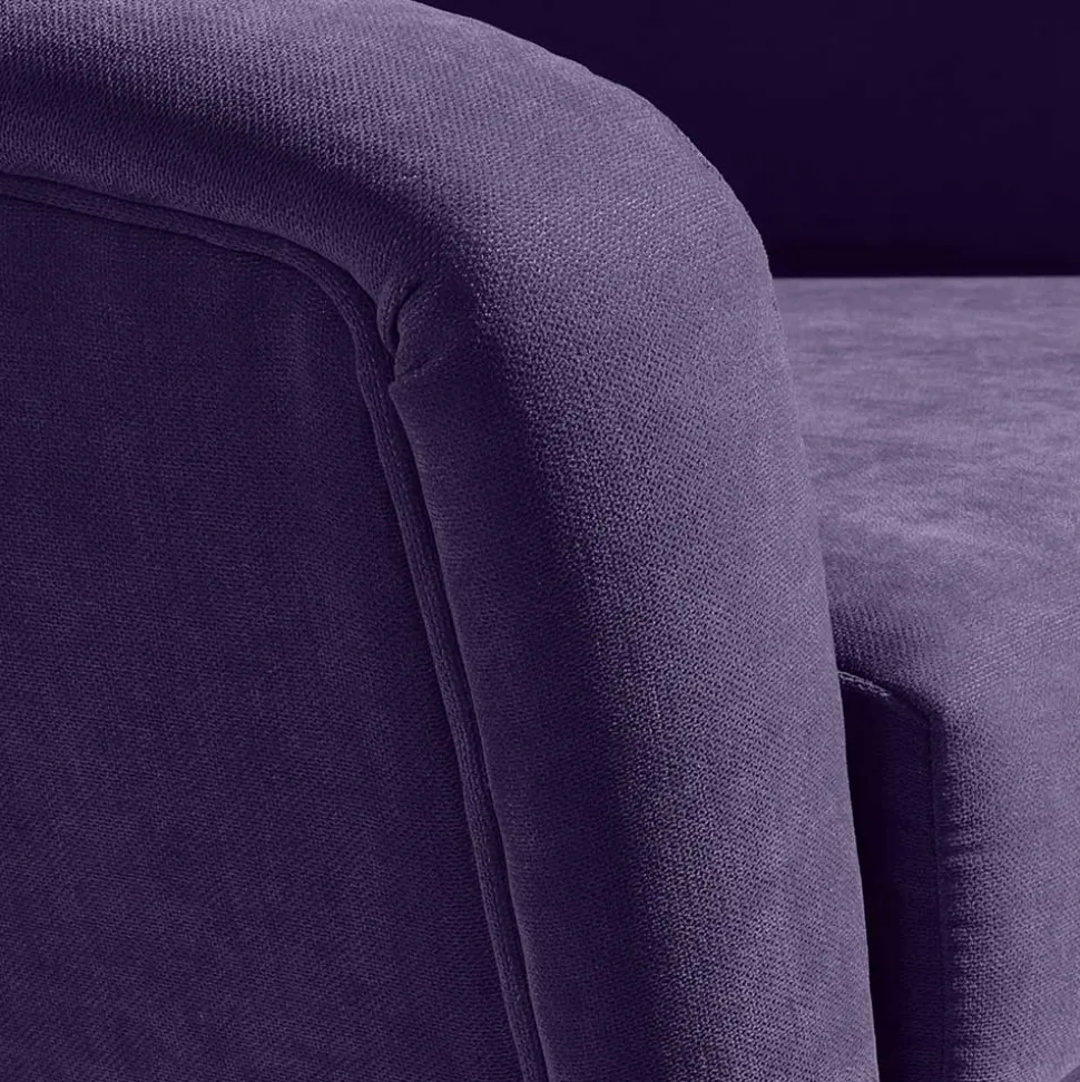 Velours Sessel in Violett und Buche Natur - Cunnar