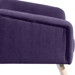 Velours Sessel in Violett und Buche Natur - Cunnar