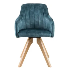 Velours Tischsessel in Blau Petrol - Vitalrov (2er Set)