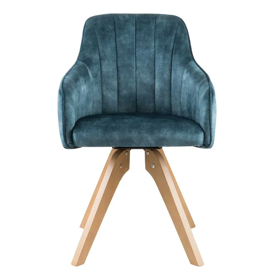 Velours Tischsessel in Blau Petrol - Vitalrov (2er Set)