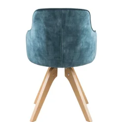 Velours Tischsessel in Blau Petrol - Vitalrov (2er Set)