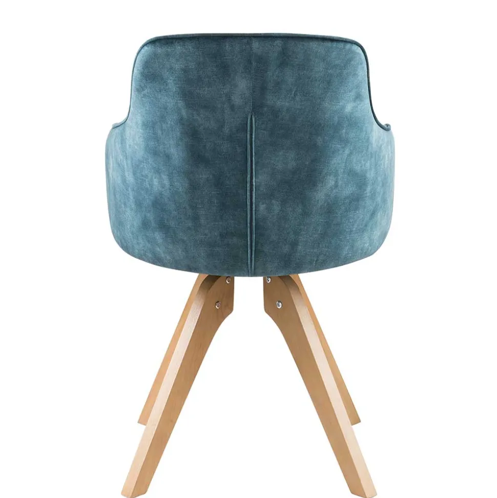 Velours Tischsessel in Blau Petrol - Vitalrov (2er Set)