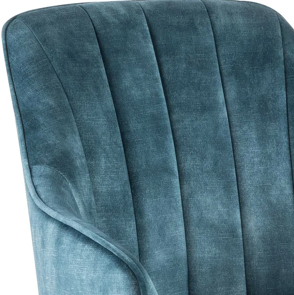 Velours Tischsessel in Blau Petrol - Vitalrov (2er Set)