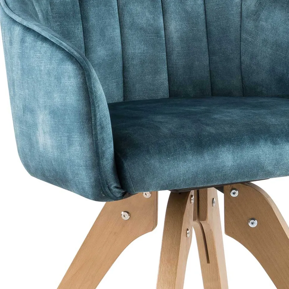 Velours Tischsessel in Blau Petrol - Vitalrov (2er Set)