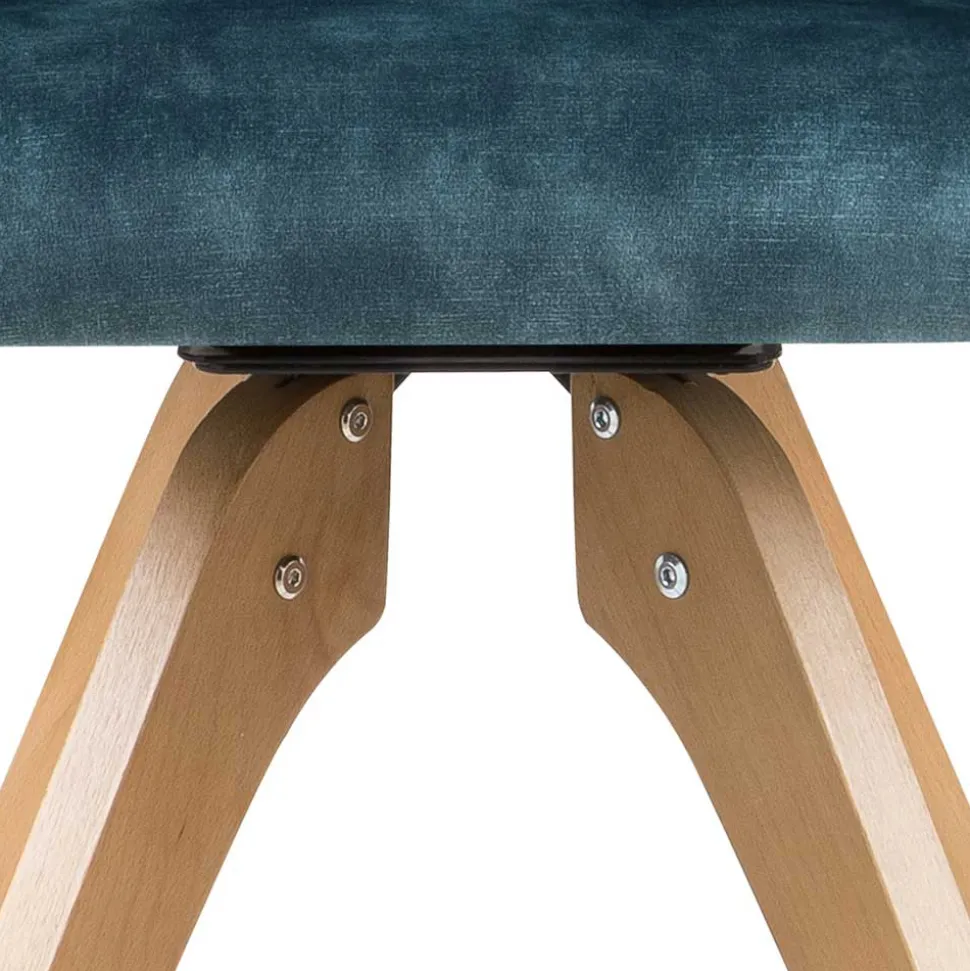 Velours Tischsessel in Blau Petrol - Vitalrov (2er Set)