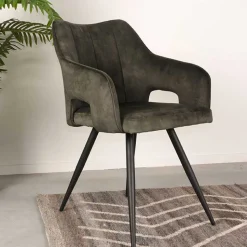 Velours Tischsessel in Dunkelgrün - Clarendon