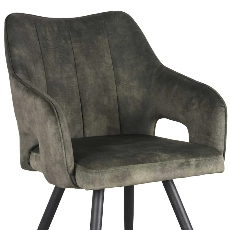 Velours Tischsessel in Dunkelgrün - Clarendon