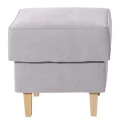 Velours-Ohrensessel in Silbergrau und Buche - Jiletta