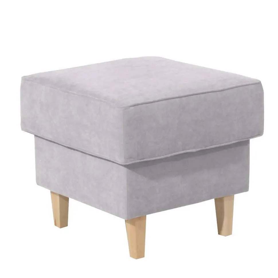 Velours-Ohrensessel in Silbergrau und Buche - Jiletta