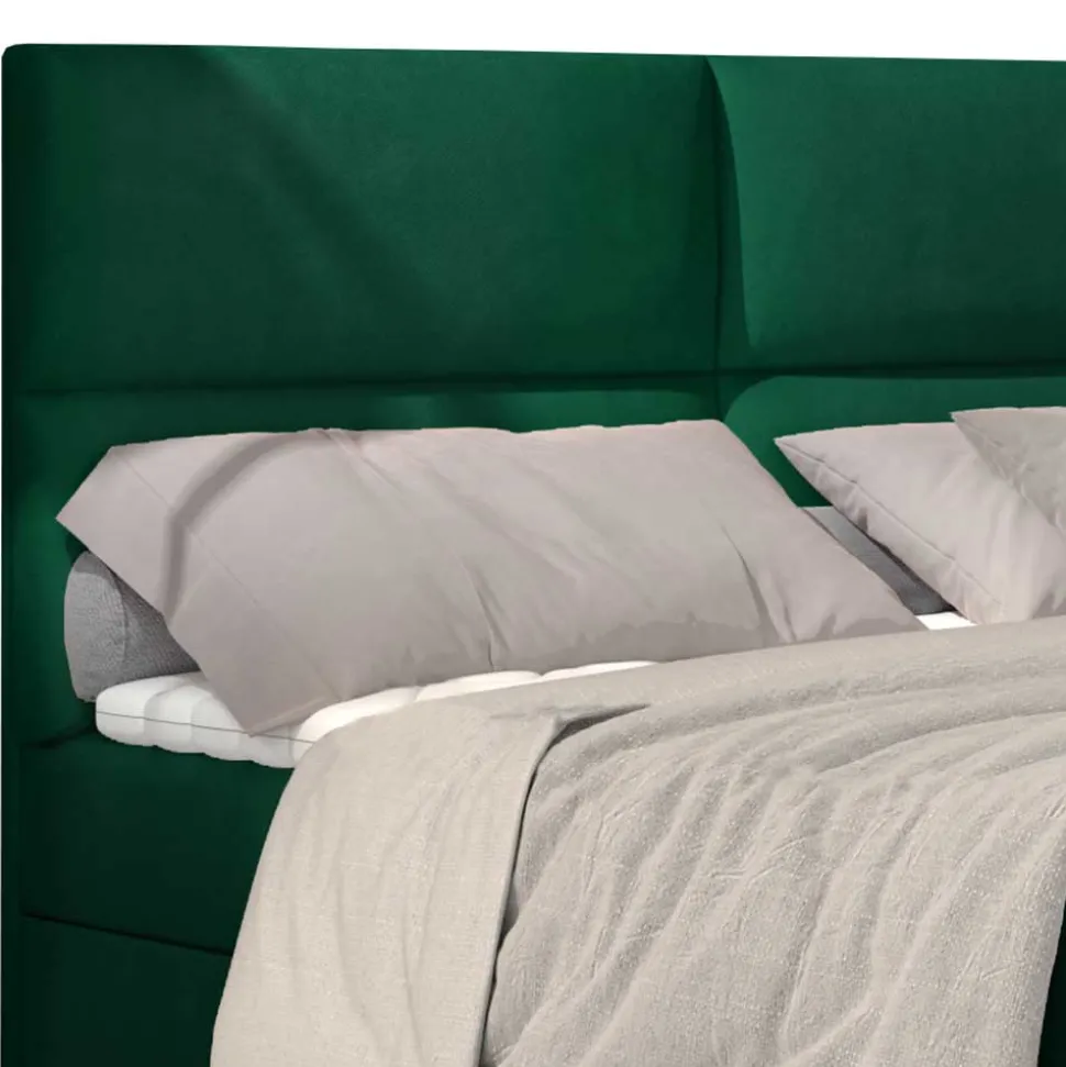 Velours-Polsterbett in Dunkelgrün - Toulon