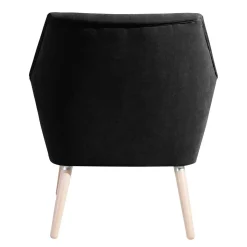 Velourssessel in Schwarz mit Buche Natur - Nocena