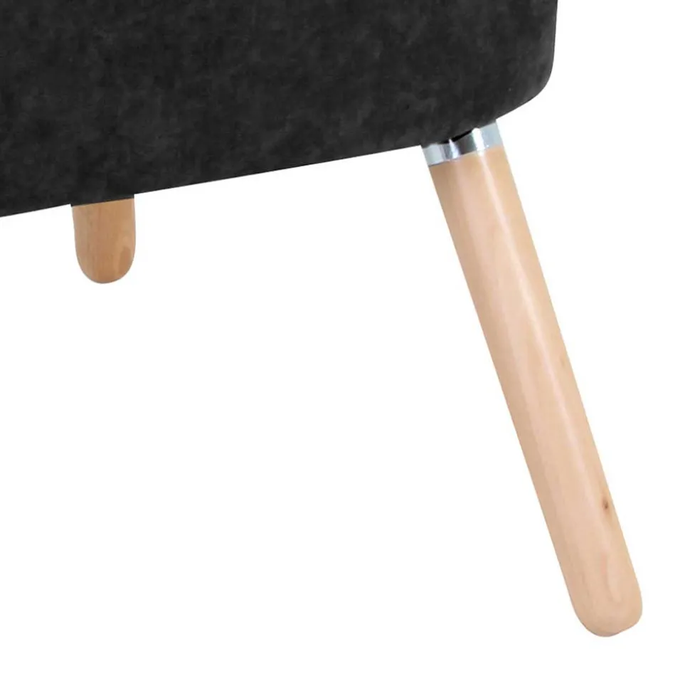 Velours-Sessel in Schwarz und Buche Natur - Avenzas