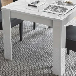 Verlängerbarer Hochglanz-Esstisch in Weiß - Vovasoma