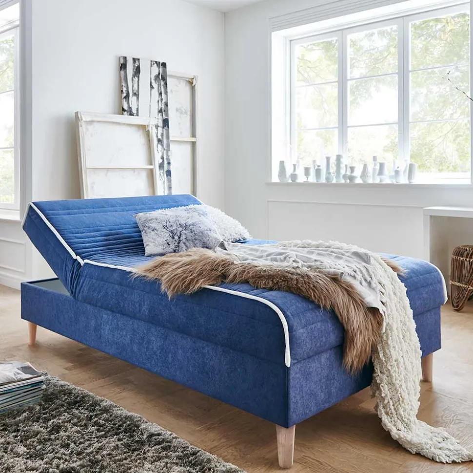 Verstellbare Daybed Polsterliege in Blau Samt - Blackbird