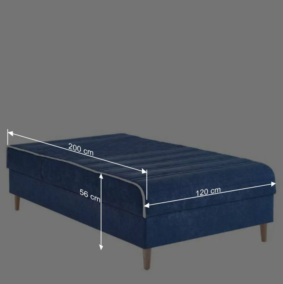 Verstellbare Daybed Polsterliege in Blau Samt - Blackbird
