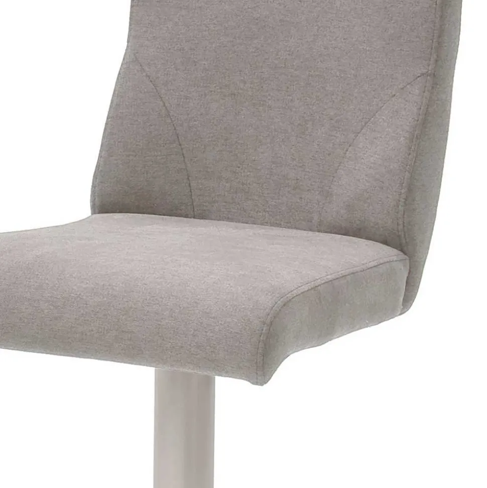 Verstellbarer Barstuhl in Hellgrau Stoff Lergavano mit Tellerfuß Edelstahl