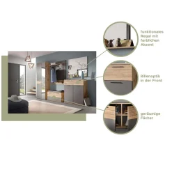 Vertiko Schuhkommode in Wildeiche NB & Grau - Depart