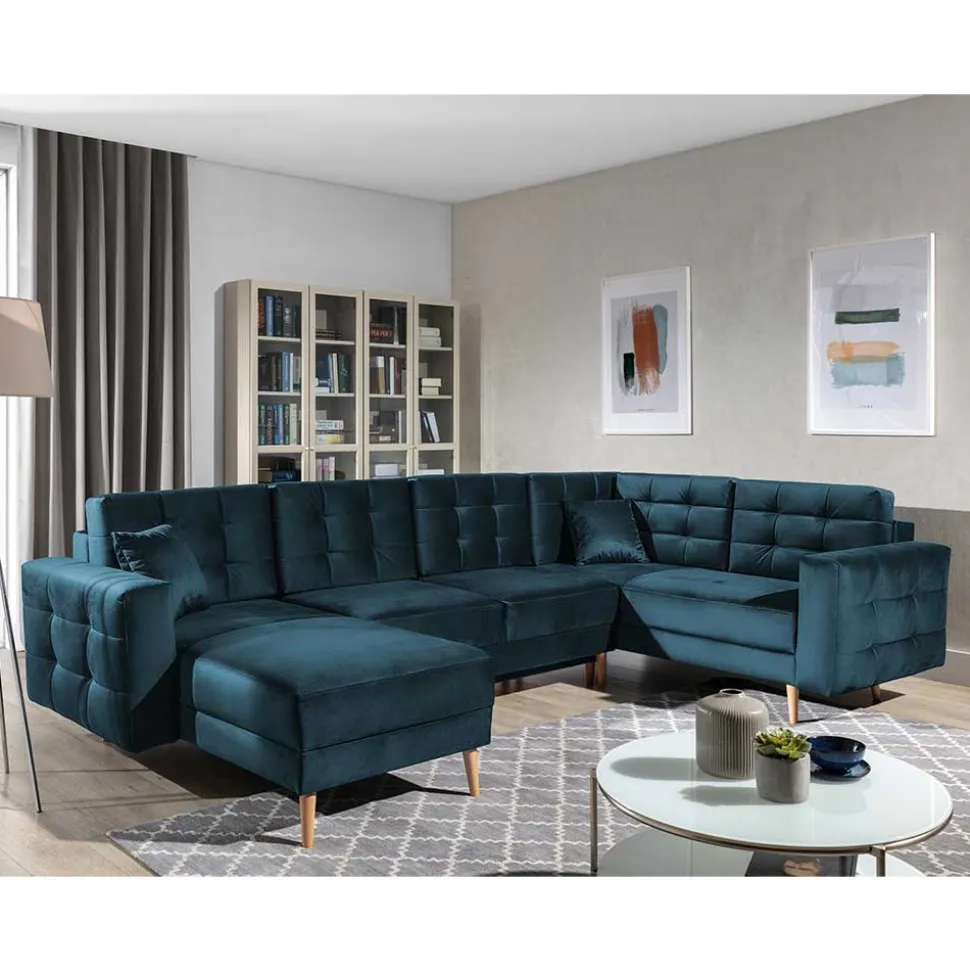 Viersitzer Wohnzimmer Schlafcouch in Dunkelblau - Mauritius