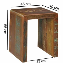 Vintage Beistelltisch Dencig aus Altholz mehrfarbig