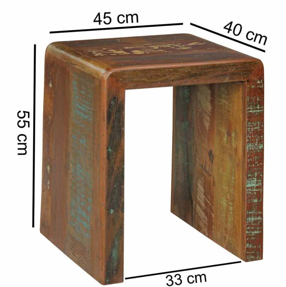 Vintage Beistelltisch Dencig aus Altholz mehrfarbig