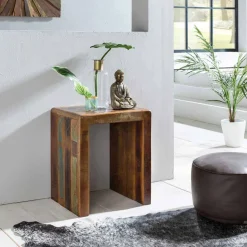 Vintage Beistelltisch Dencig aus Altholz mehrfarbig