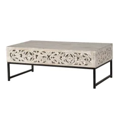 Vintage Couchtisch in Holz White Wash - Fudorus