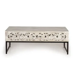 Vintage Couchtisch in Holz White Wash - Fudorus