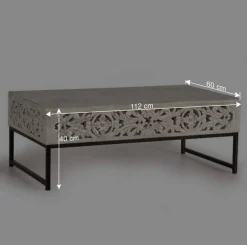 Vintage Couchtisch in Holz White Wash - Fudorus