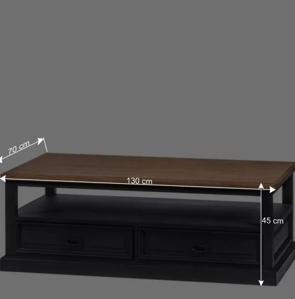 Vintage Couchtisch mit Schubladen & Ablage - Niovan