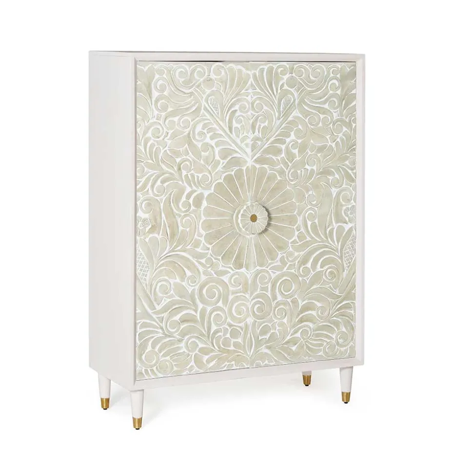 Vintage Design Highboard aus Mango Massivholz - Triboot