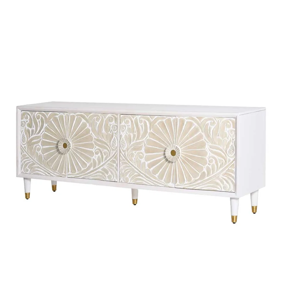 Vintage Design Lowboard aus Mango Massivholz - Triboot