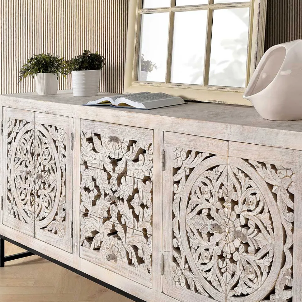 Vintage Design Sideboard in Holz White Wash - Fudorus
