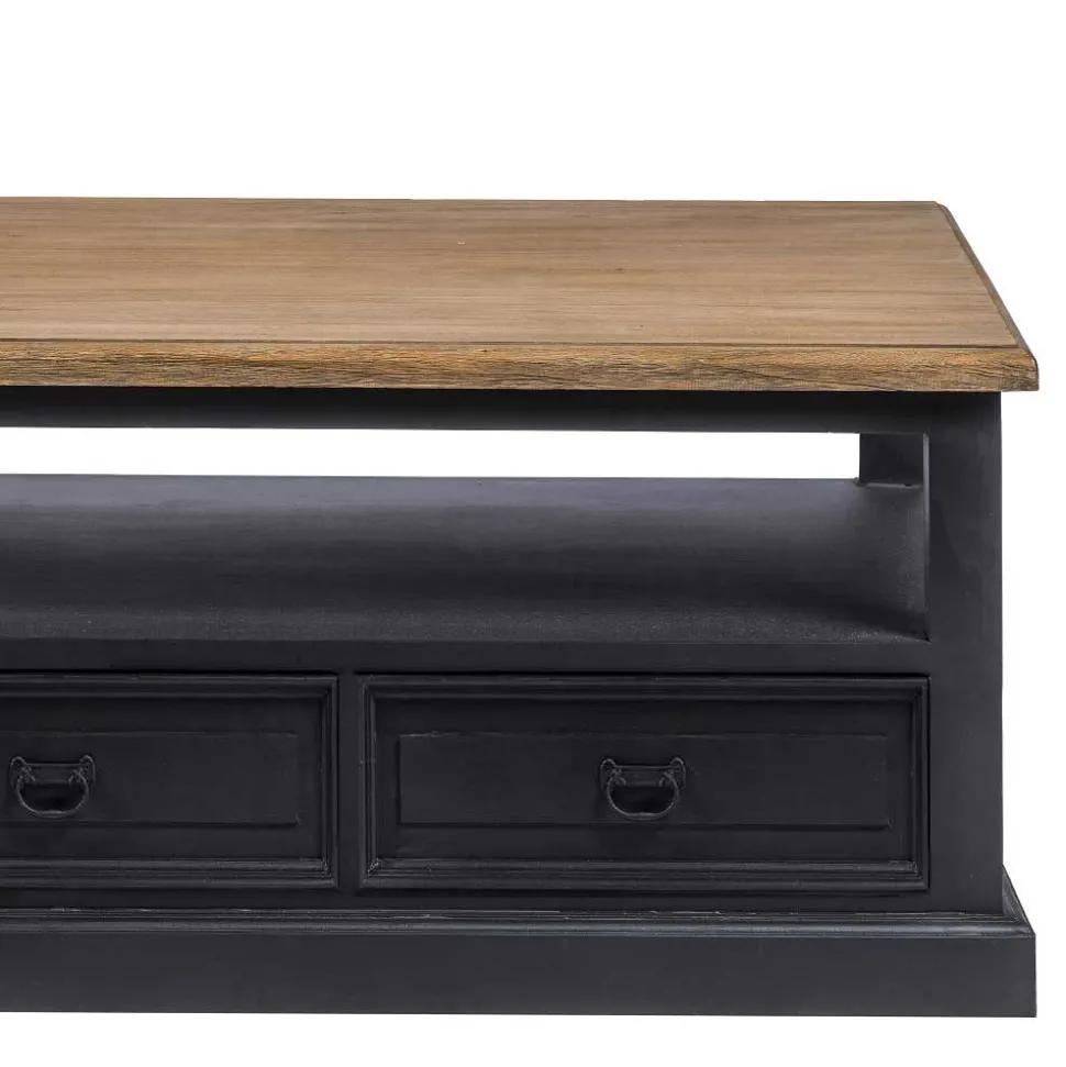 Vintage Design TV Board in Teakfarben & Schwarz - Niovan