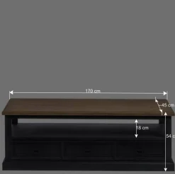 Vintage Design TV Board in Teakfarben & Schwarz - Niovan