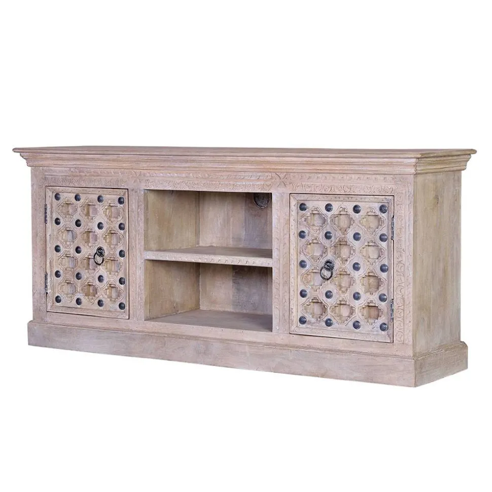 Vintage Design TV Kommode in White Wash - Uladan