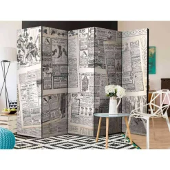 Vintage Design-Paravent in Creme Schwarz - Planconta