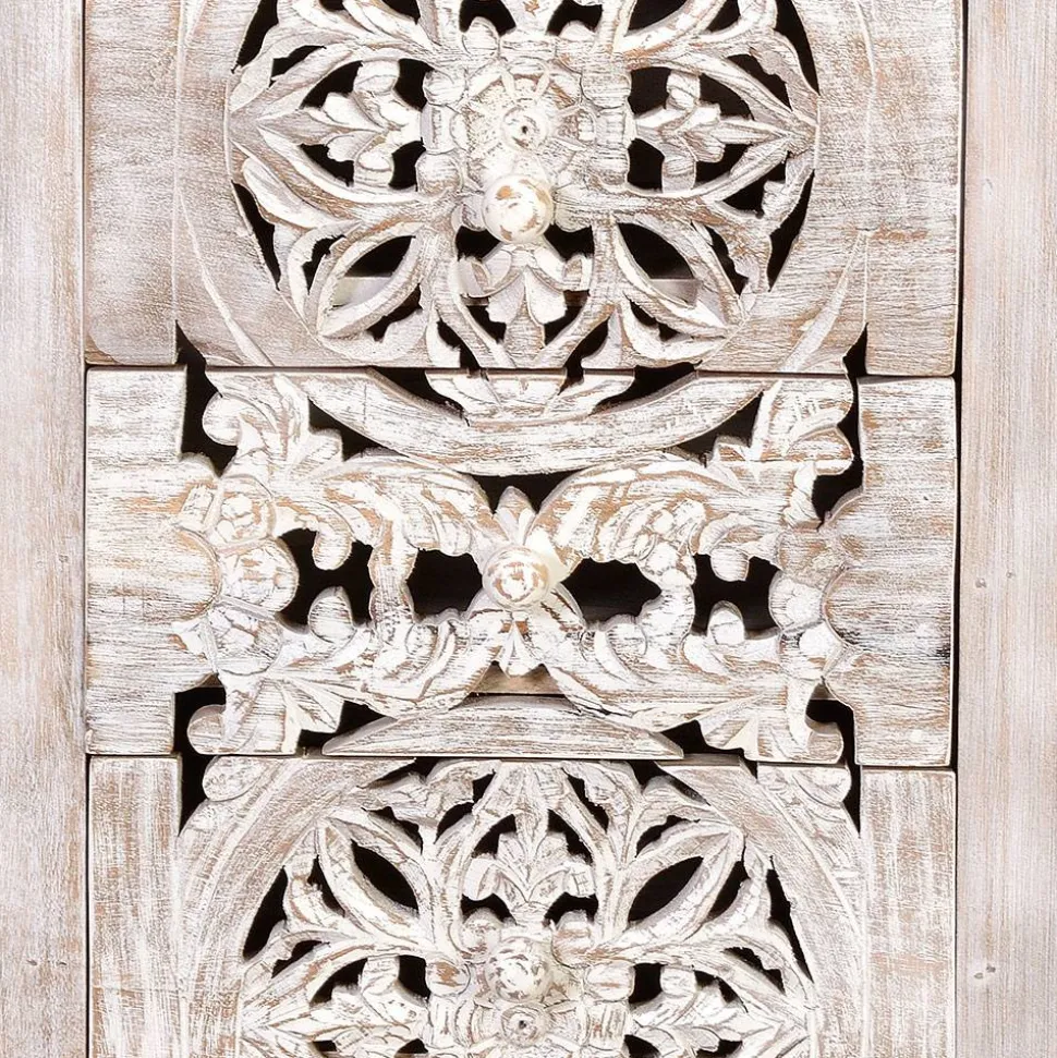 Vintage Hochkommode aus Mangoholz White Wash - Fudorus